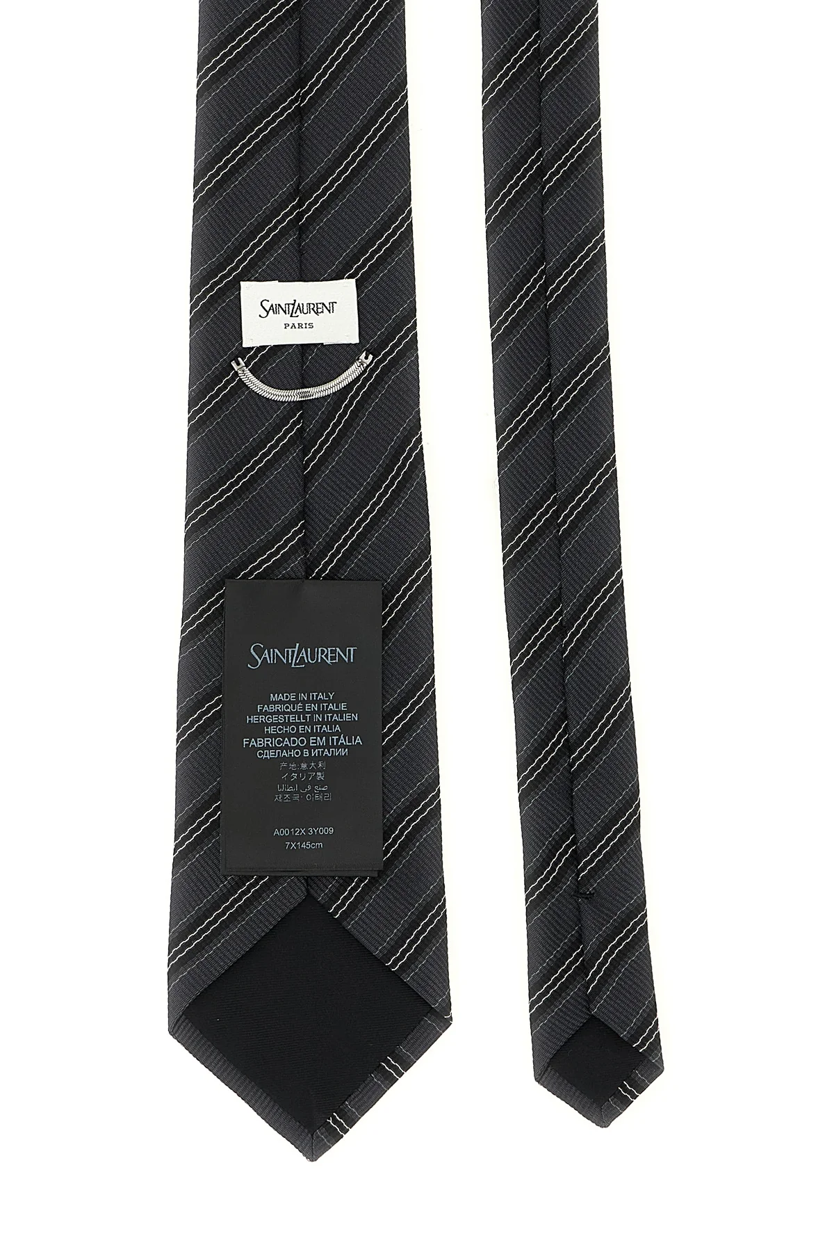 the saint laurent striped tie in silk jacquard