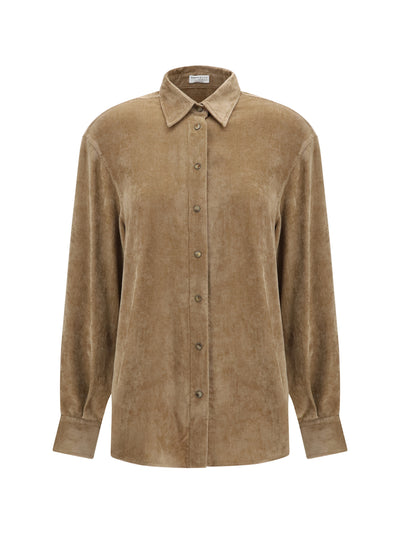 snap-button shirt in cashmere blend