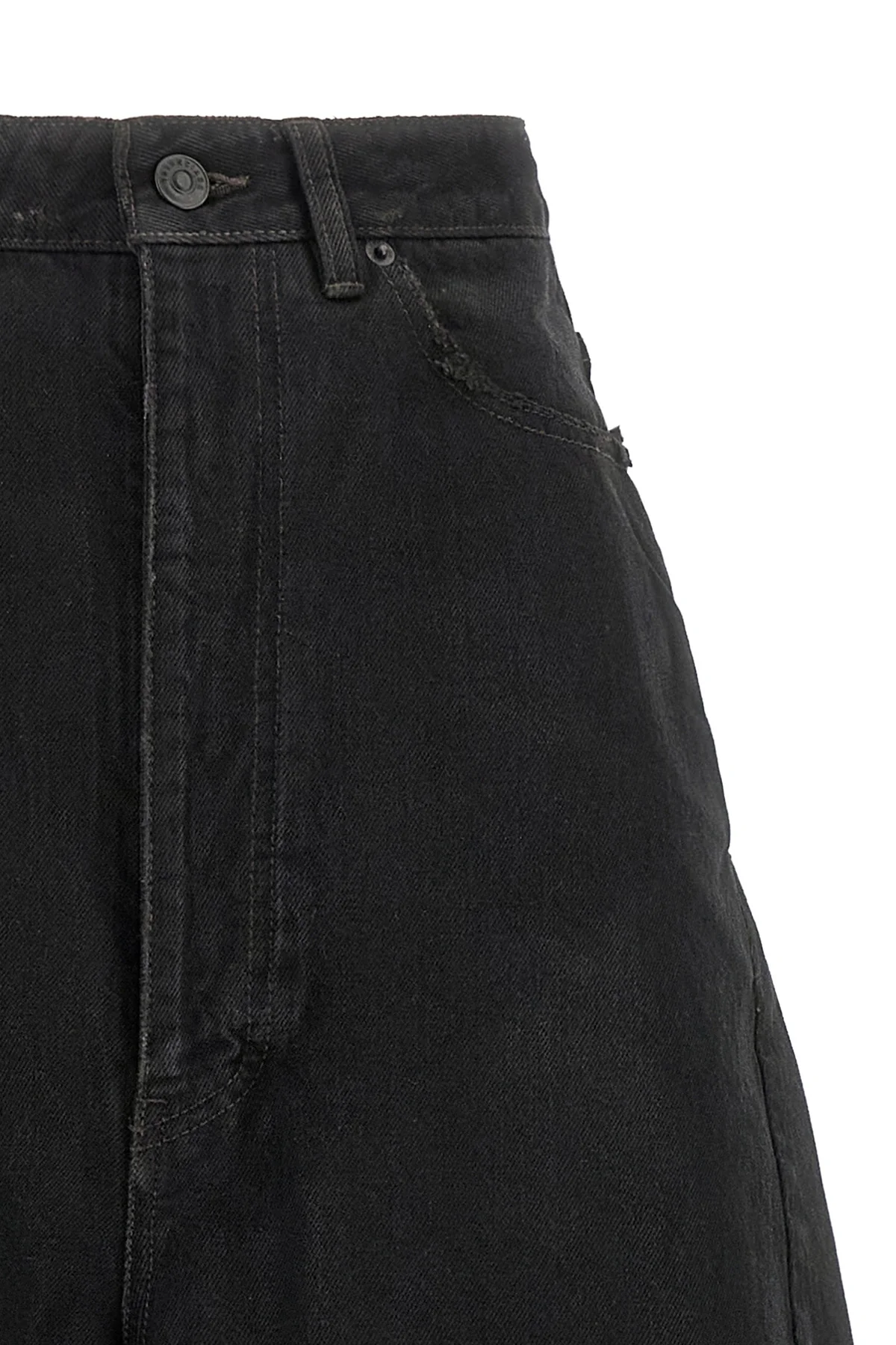 balenciaga jeans redefine denim volumes through a sculptural barrel construction