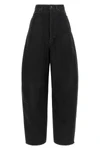 balenciaga jeans redefine denim volumes through a sculptural barrel construction