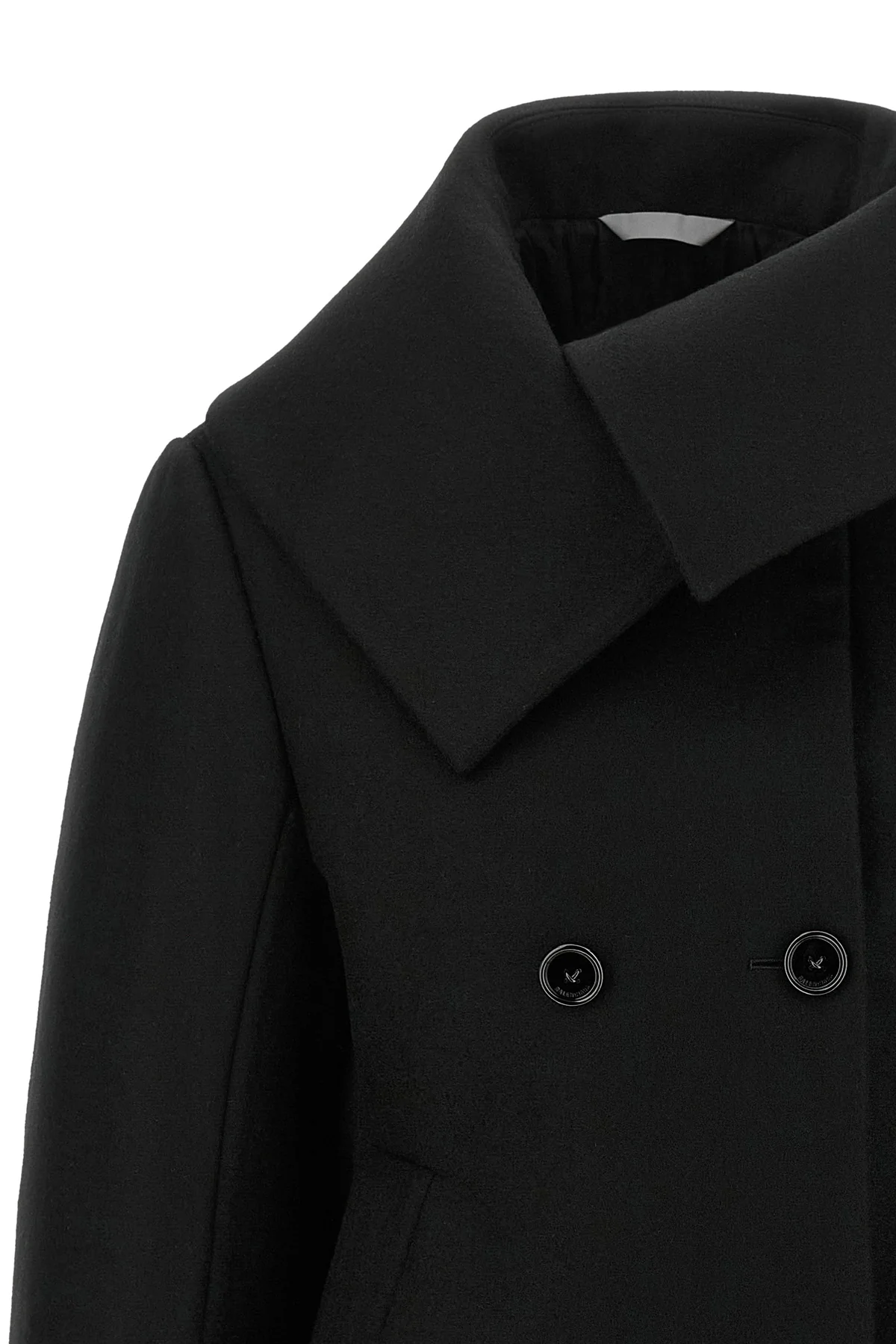 the balenciaga black short caban redefines classic proportions through a rigorou