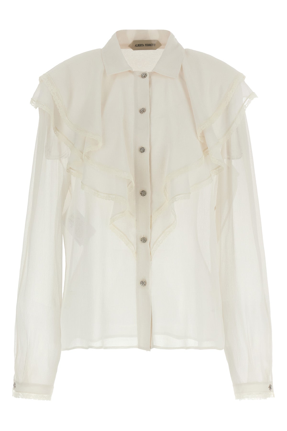 ALBERTA FERRETTI 40 semi-transparent silk crêponne shirt