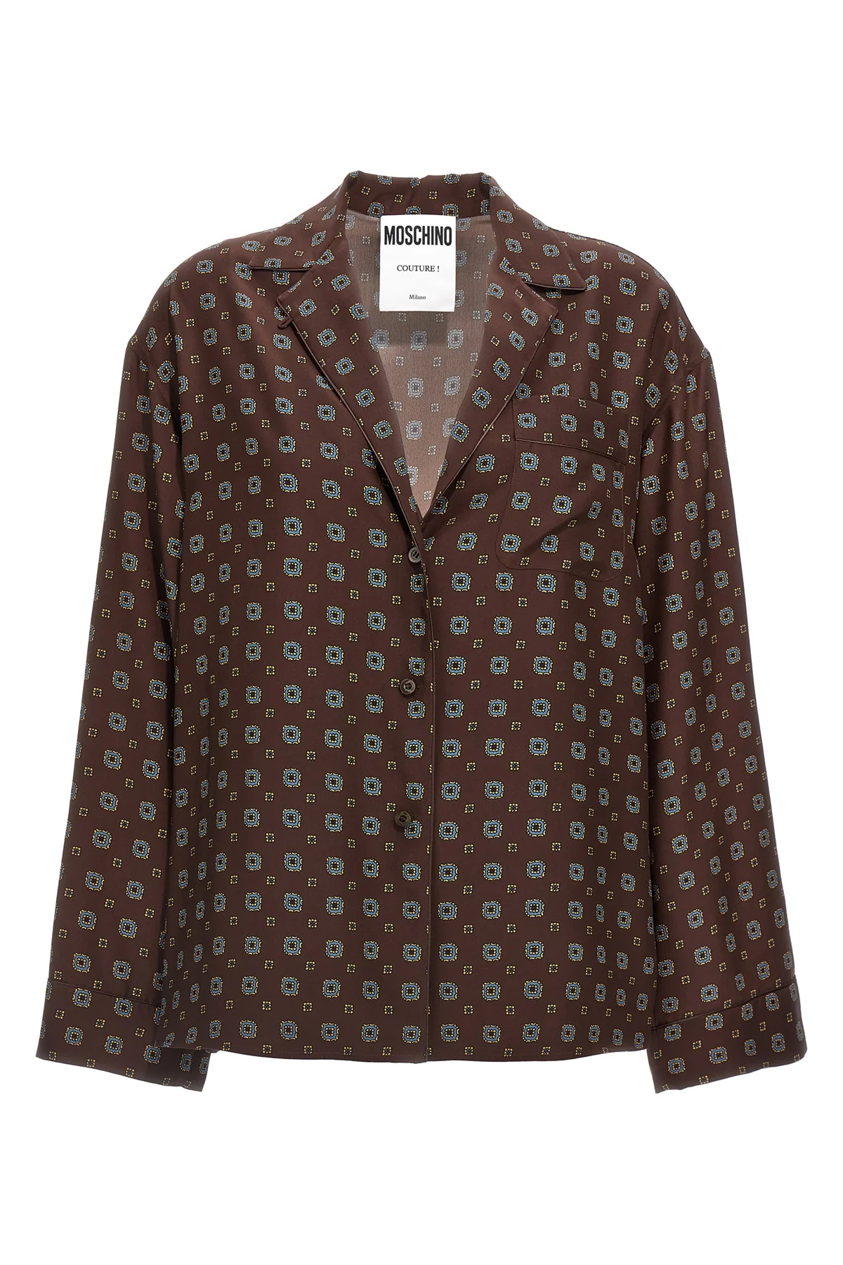 patterned print silk shirt
