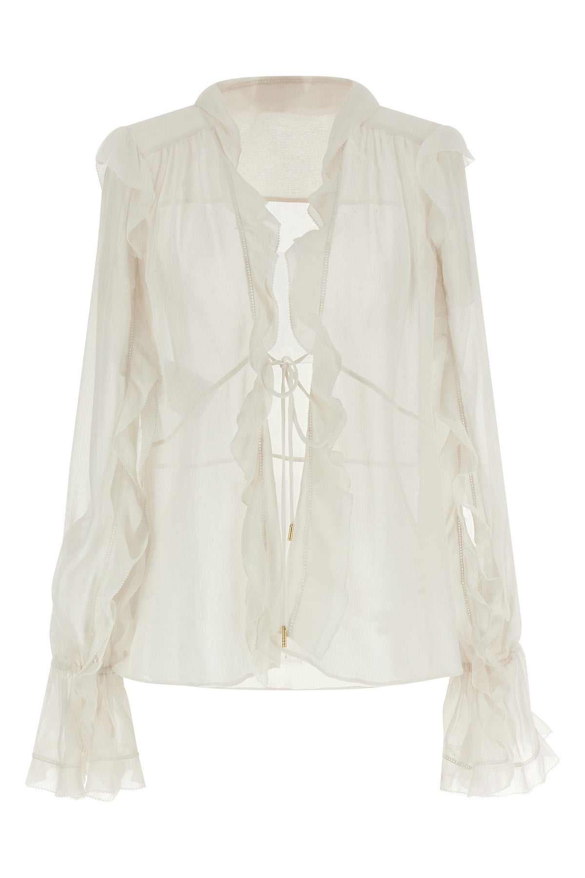 ALBERTA FERRETTI 40 semi-transparent silk crêponne blouse