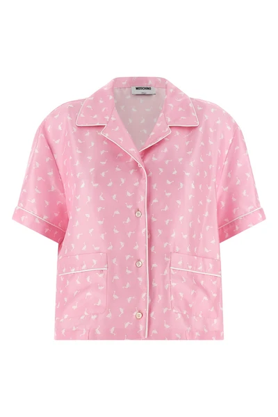 all-over goose print silk twill shirt