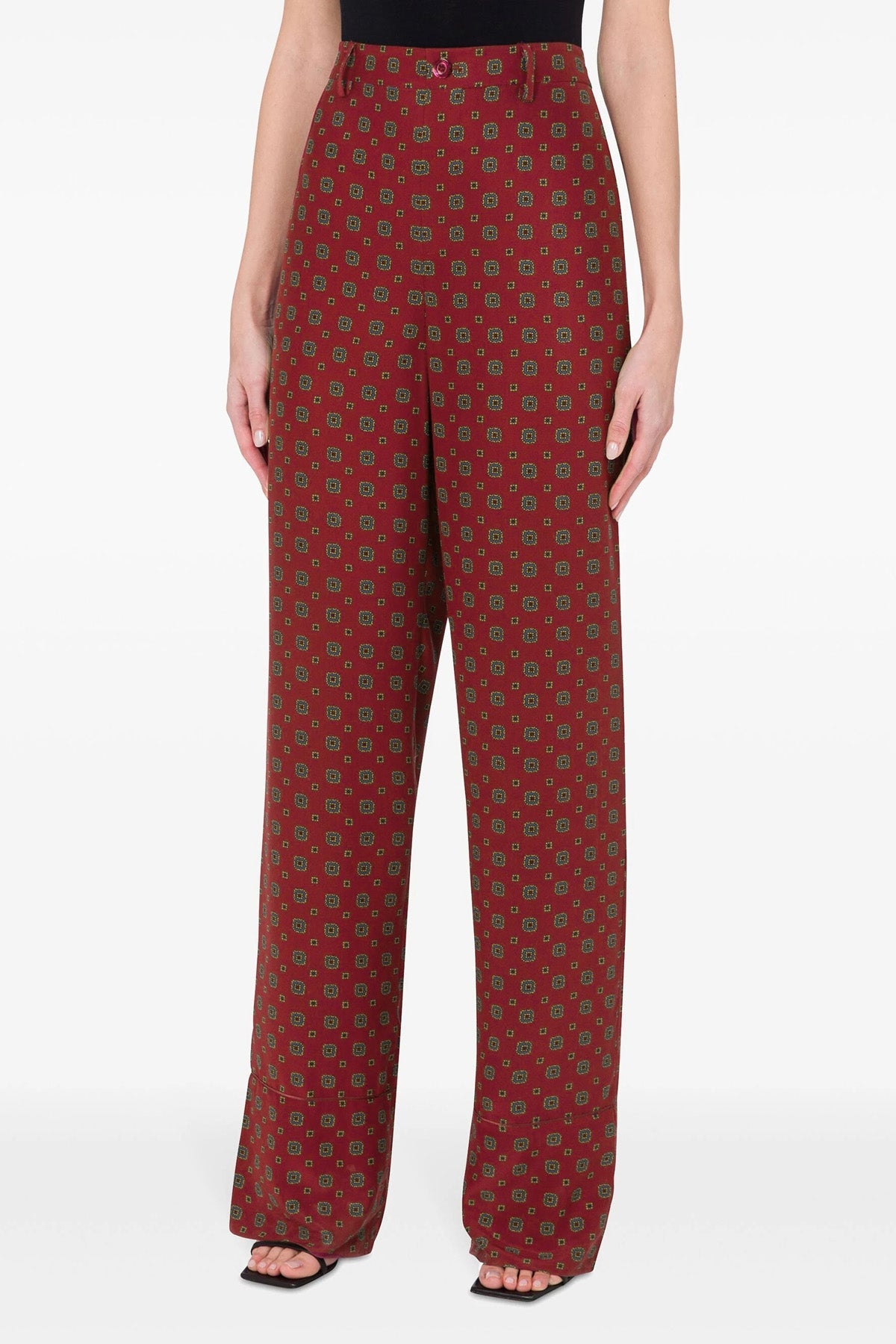 MOSCHINO 40 patterned print silk trousers