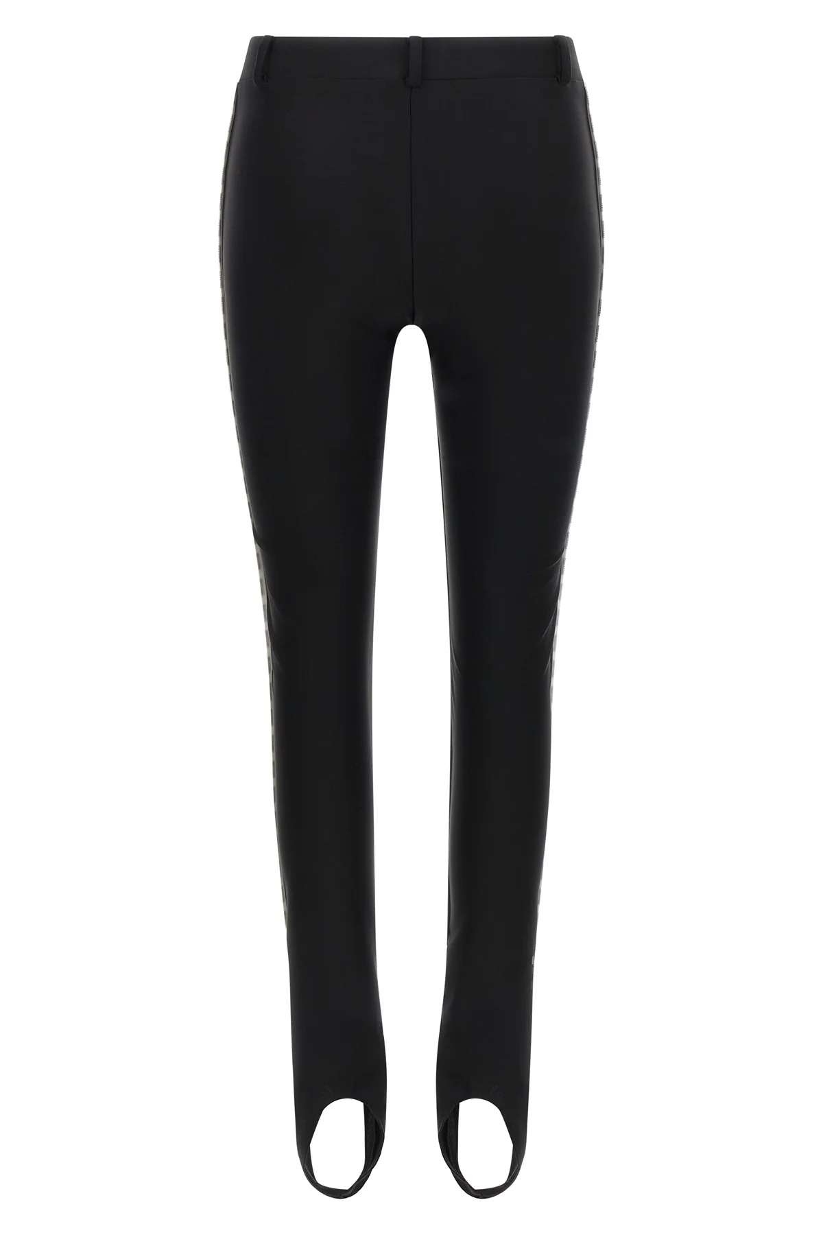 moschinos black leggings define the silhouette through a stretch lycra construc
