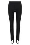 moschinos black leggings define the silhouette through a stretch lycra construc