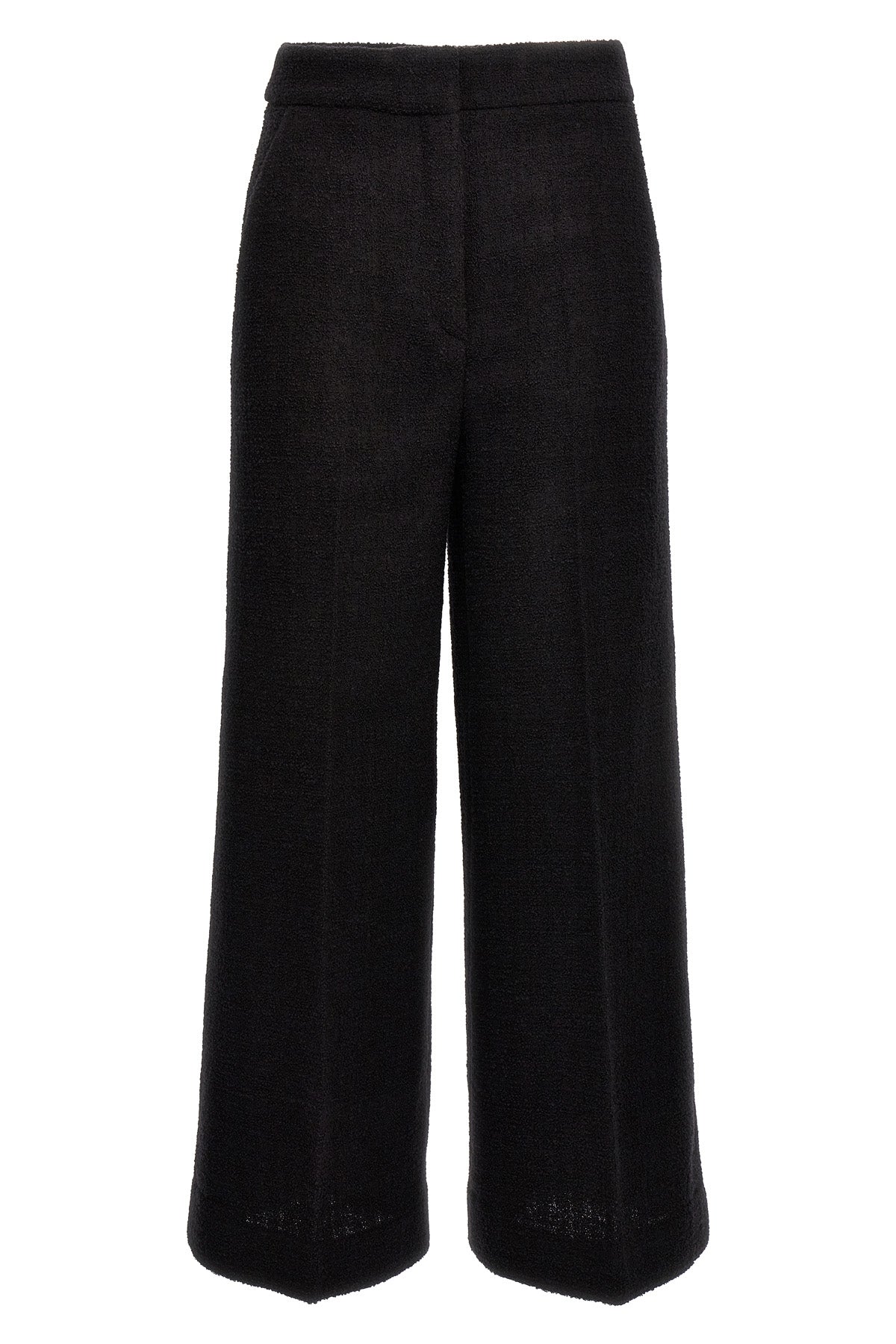 cropped pants in bouclè wool blend