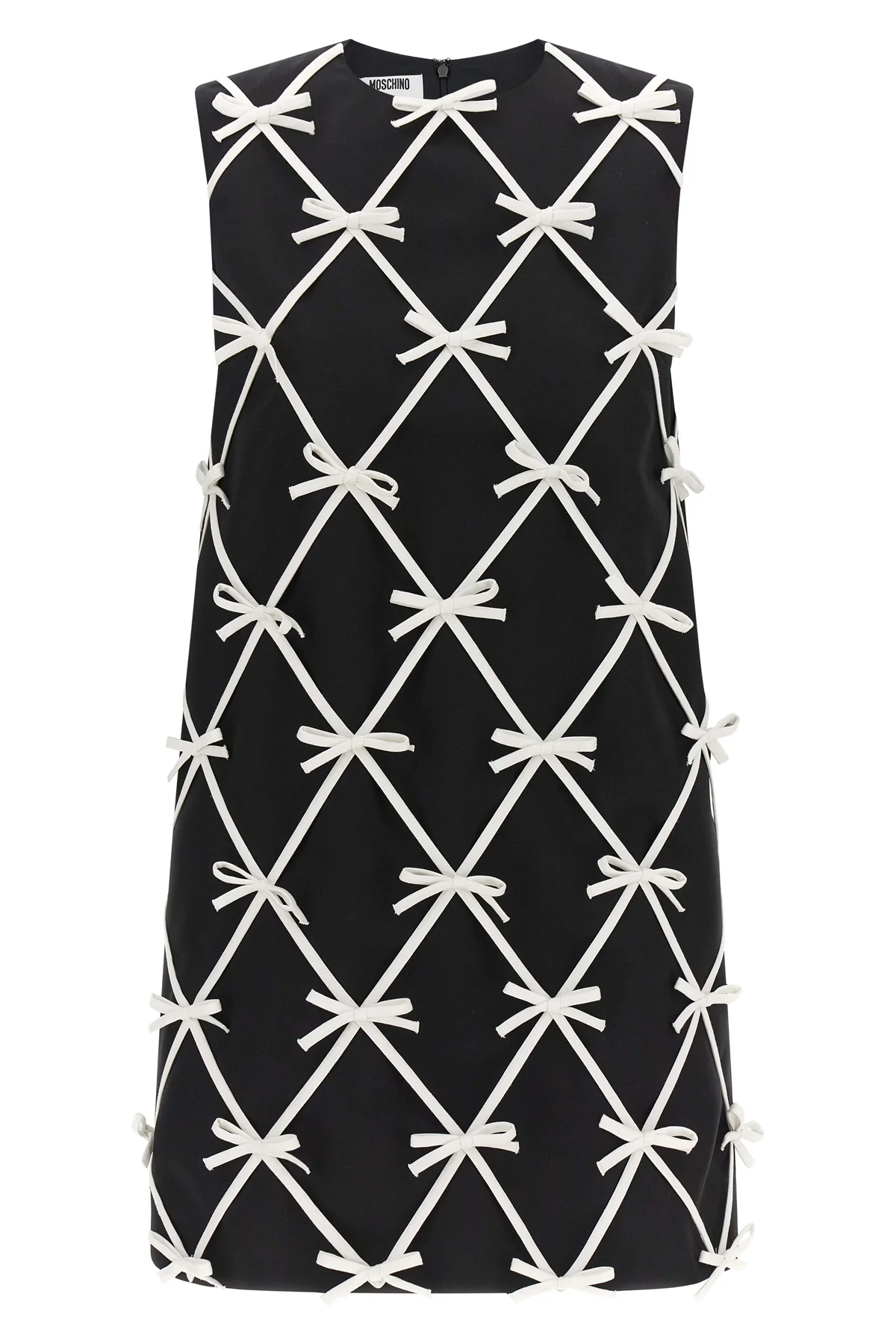 moschinos mini dress redefines the trapezoid silhouette through a sartorial con