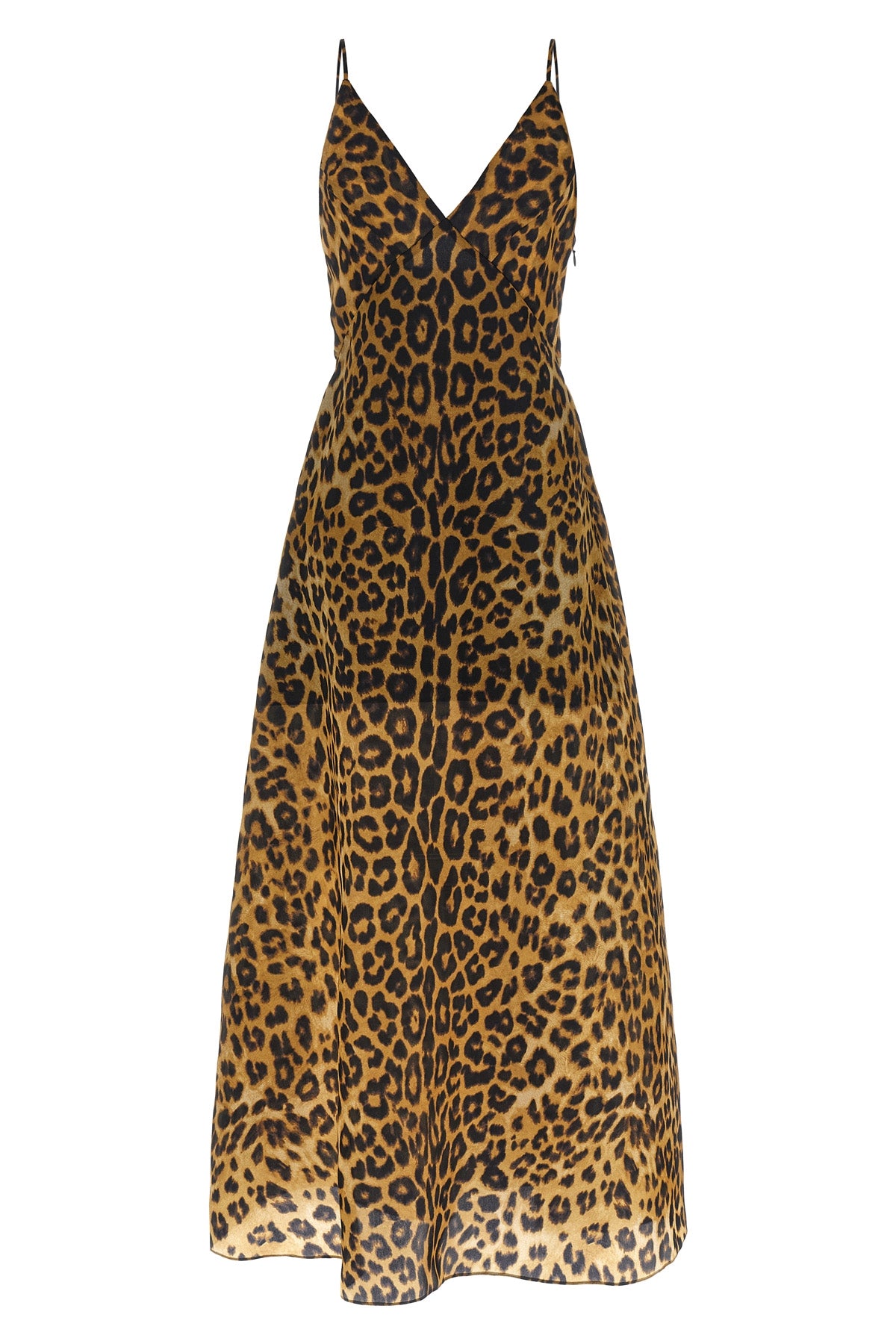 ALBERTA FERRETTI 38 all-over leopard-print silk organza long dress