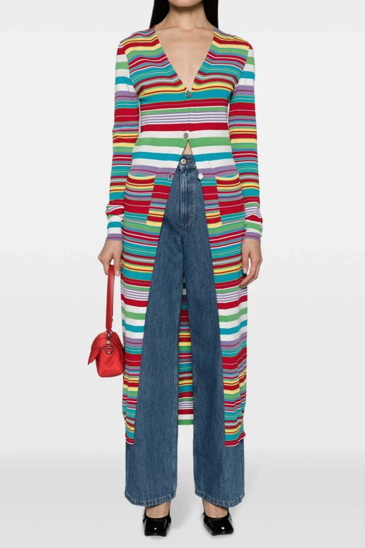 MO5CH1NO JEANS S long striped stretch viscose cardigan
