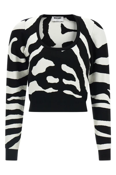 the moschino jersey redefines contemporary knitwear through a bold visual narrat