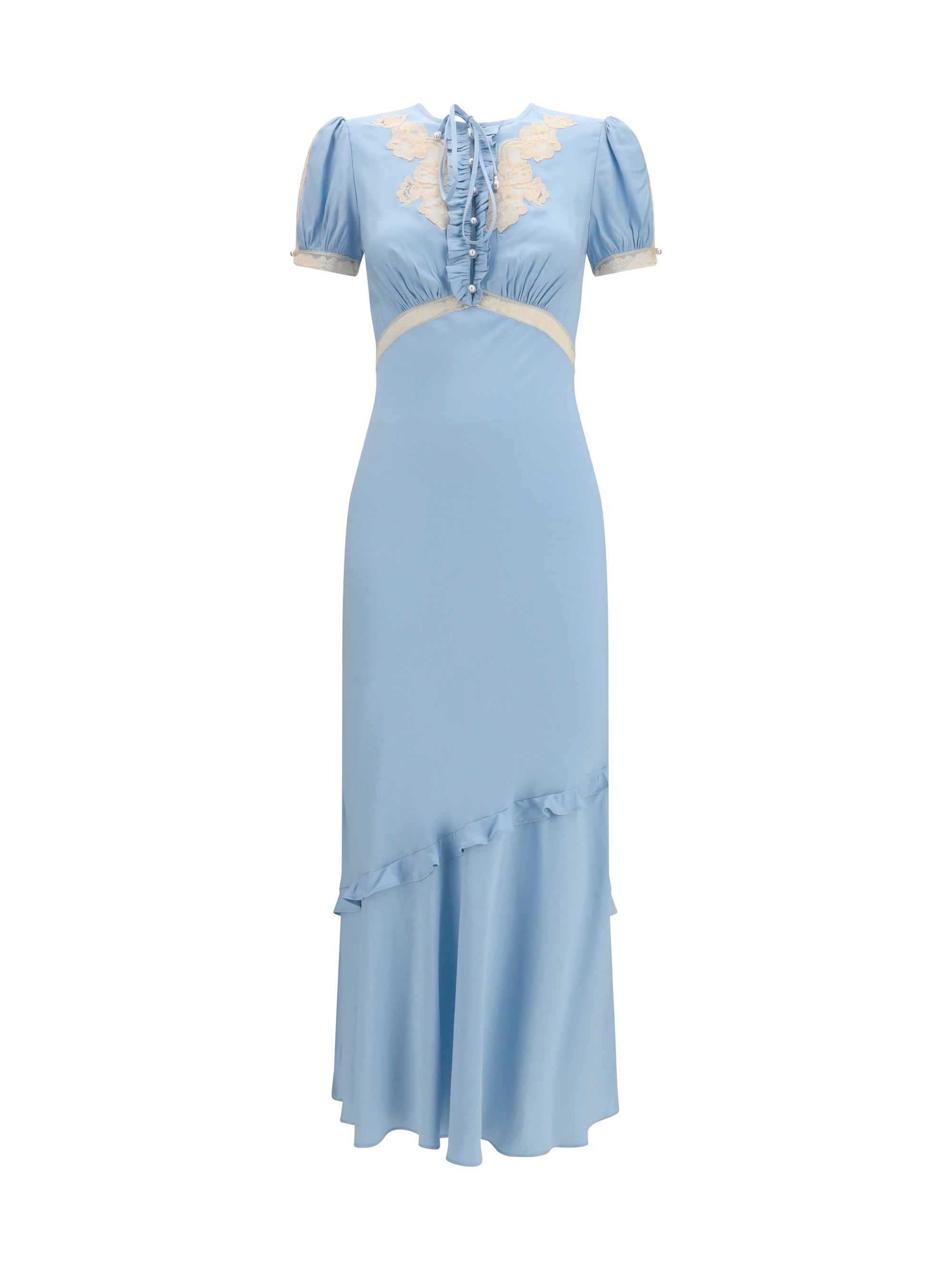 midi dress in viscose and lace