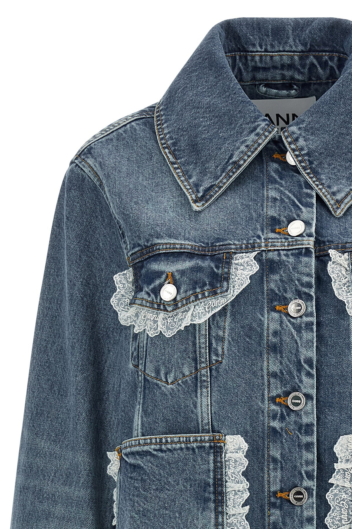 the denim jacket ganni redefines the codes of casual dress through a structured