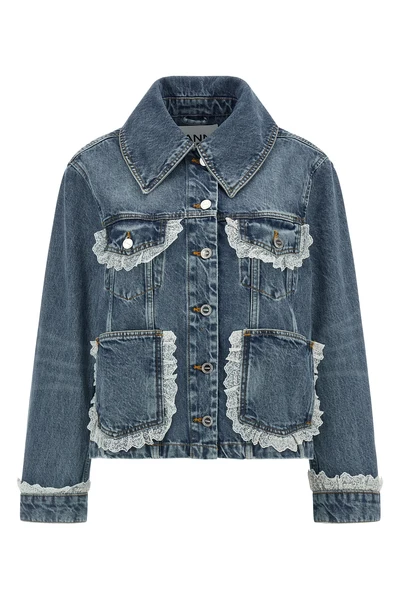 the denim jacket ganni redefines the codes of casual dress through a structured