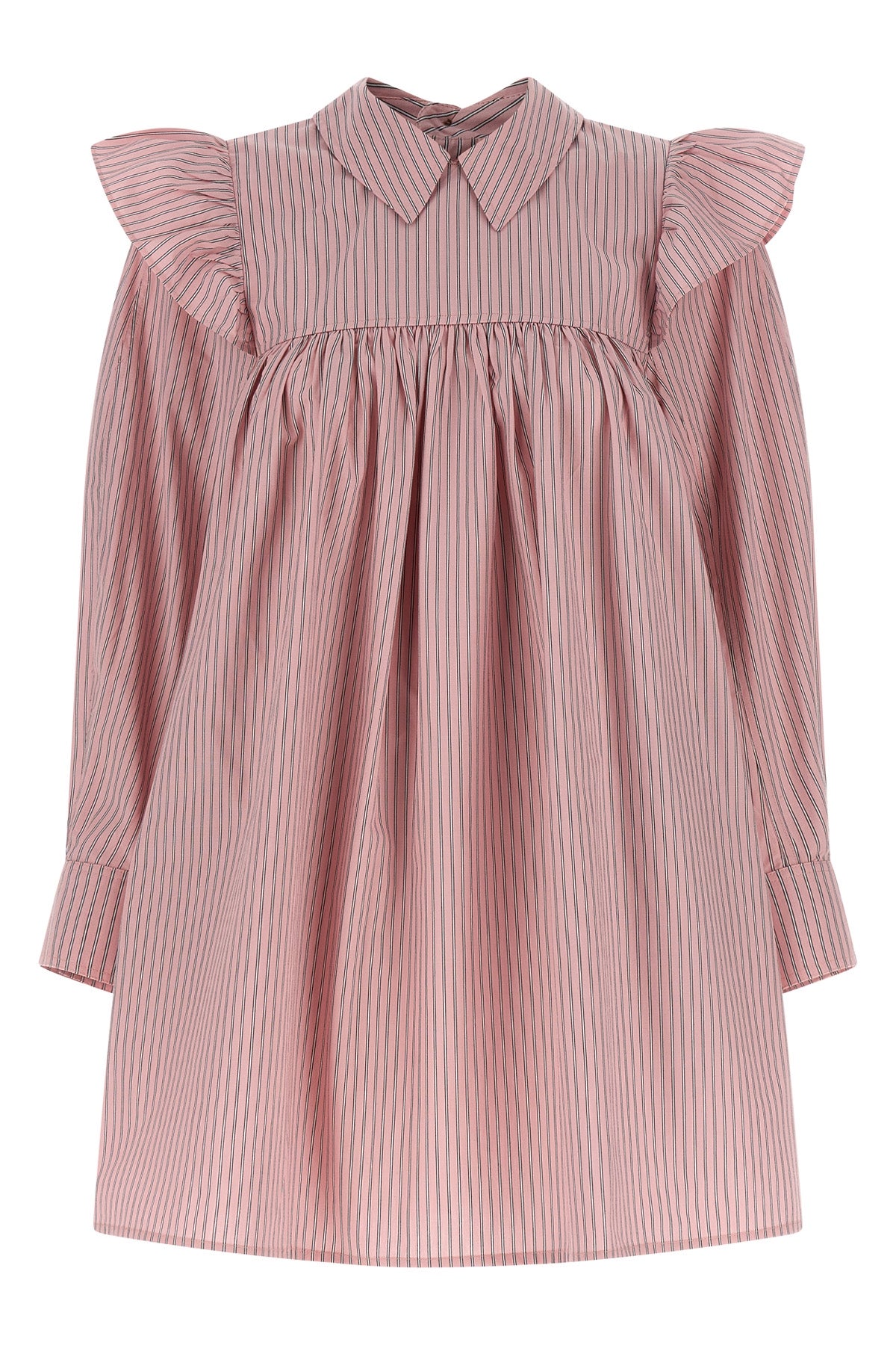 GANNI 34 oxford cotton striped mini dress