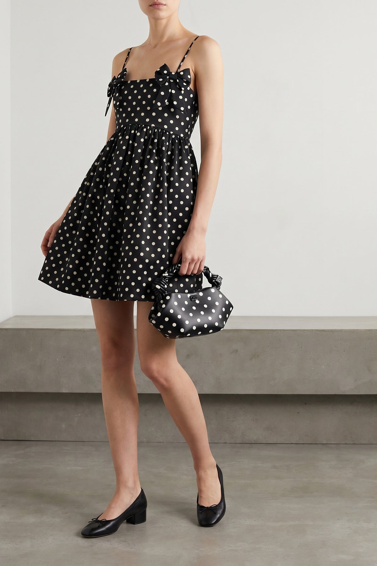 GANNI 34 all over silk-effect silk-effect fabric mini dress