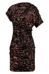 brown sequins mini dress in fabric covered