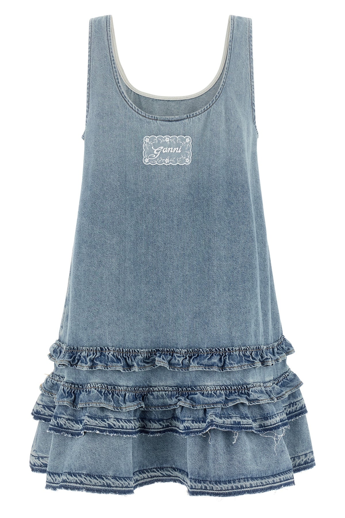 GANNI 34 mini dress in light cotton denim