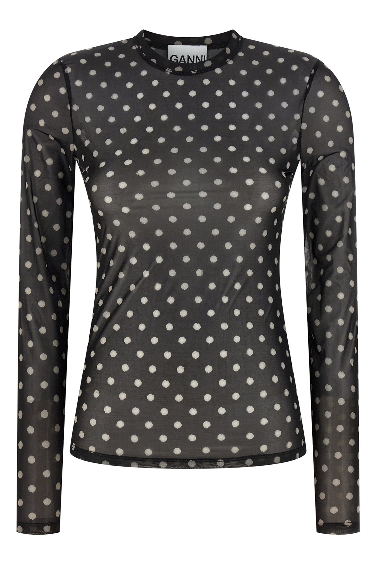 GANNI 34 printed sheer stretch fabric sweater