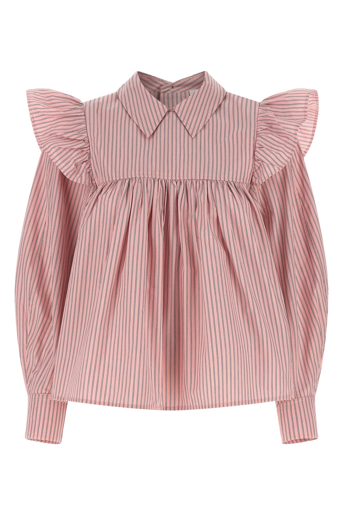 GANNI 34 oxford striped cotton blouse