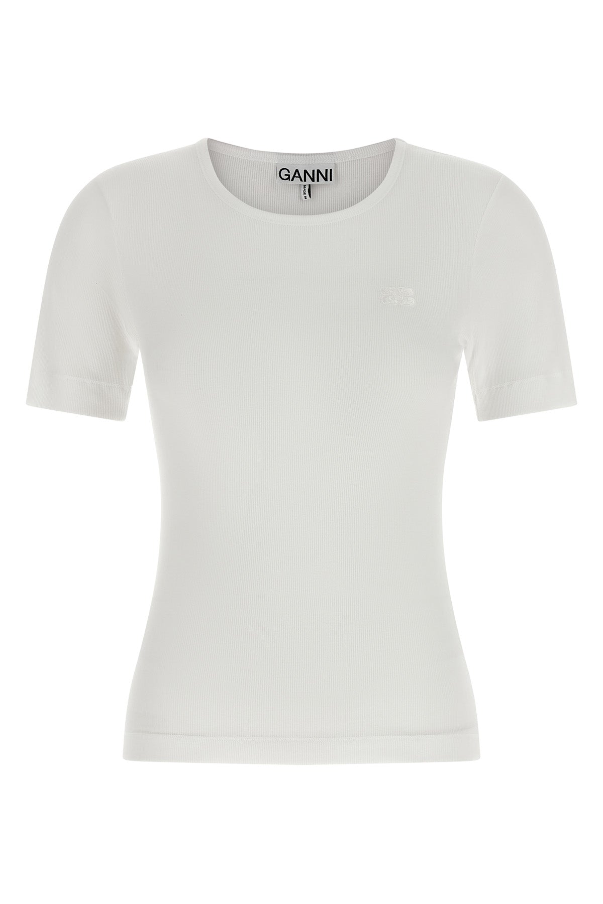 GANNI S ribbed stretch cotton t-shirt