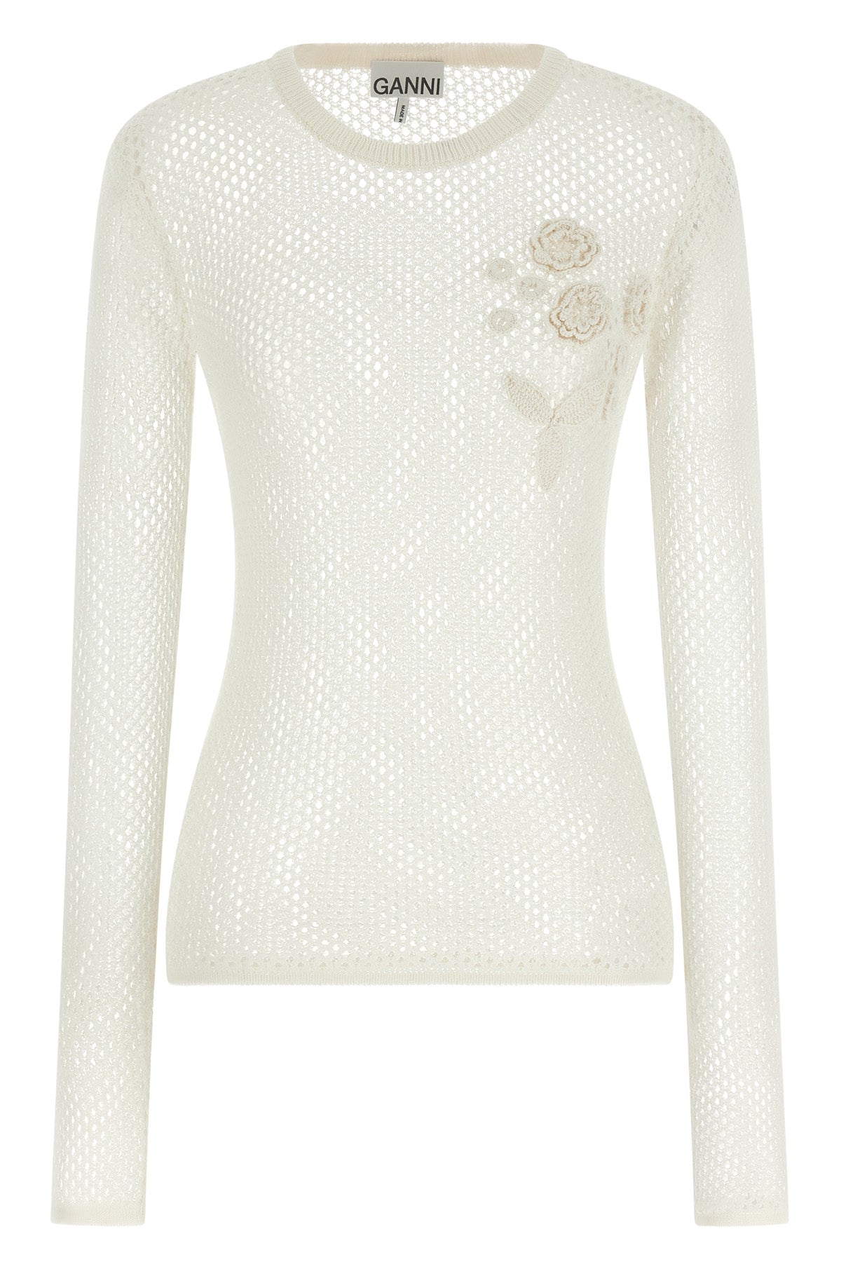 GANNI M cotton mesh pointelle sweater