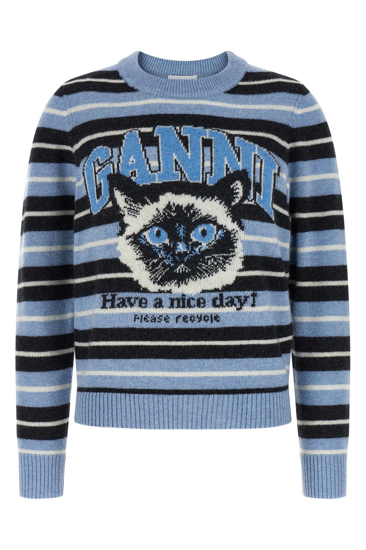 GANNI S graphic wool striped wool sweater