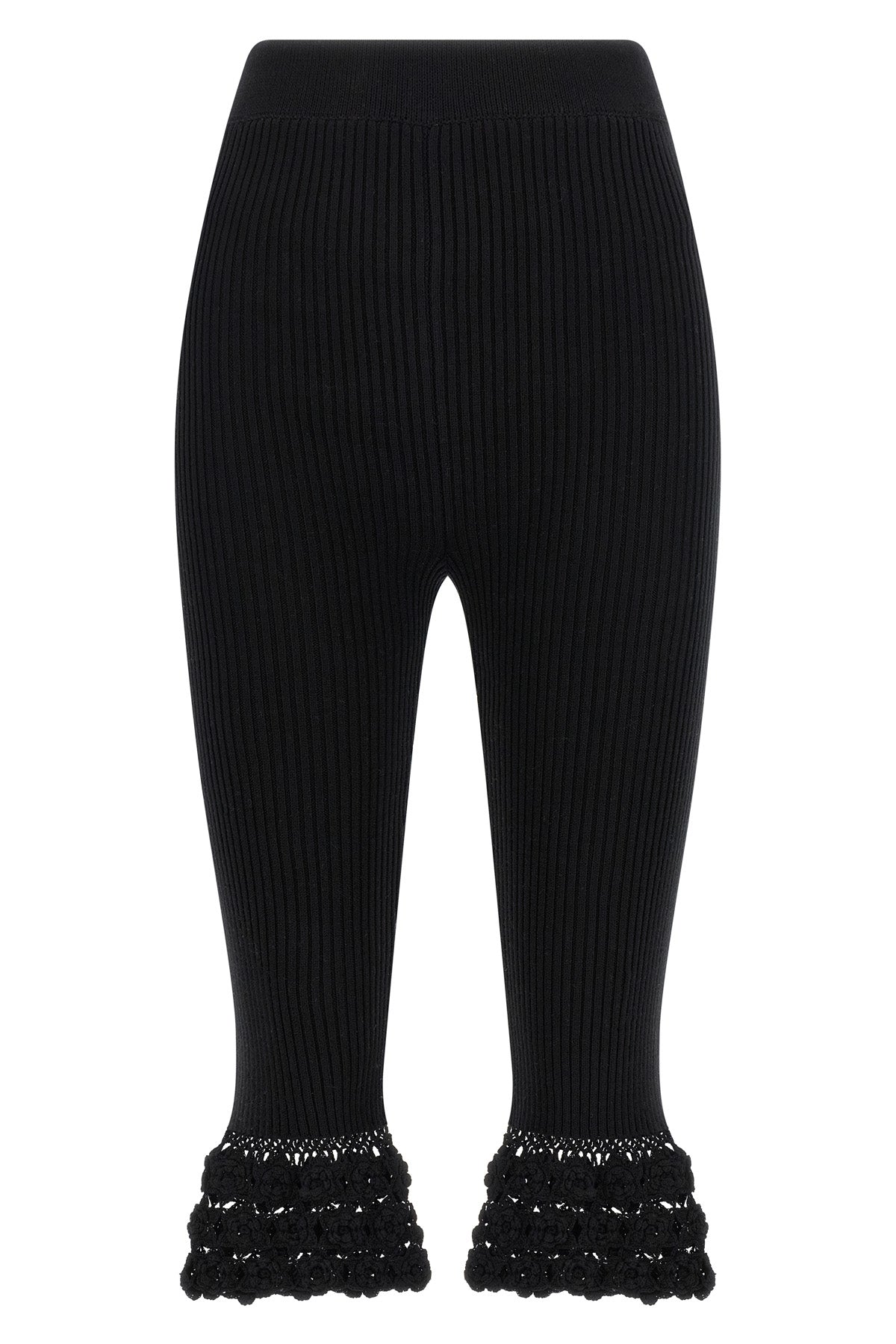 GANNI S knitted ribbed stretch cotton cotton crochet pants