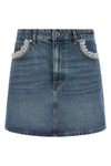 mini skirt in stone-washed rigid cotton denim