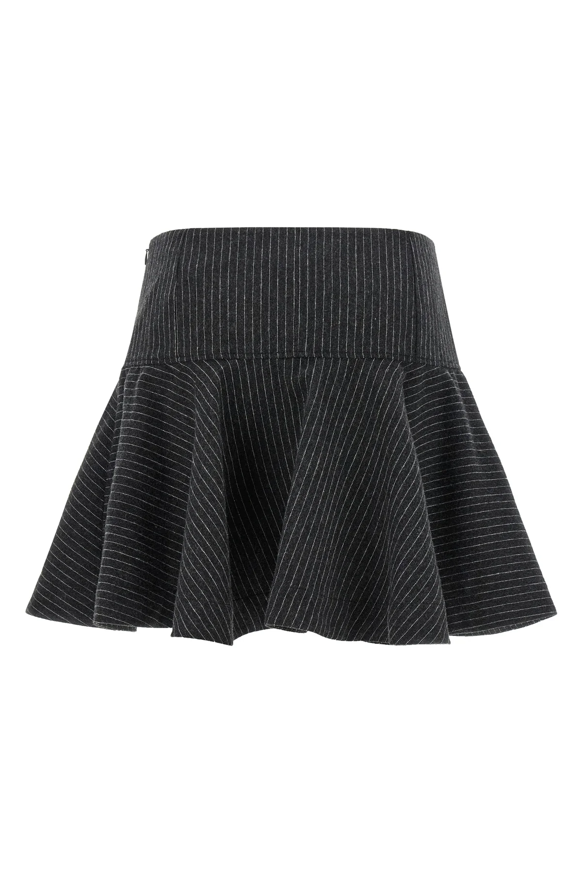 the mini skirt ganni in pinstriped flannel is built