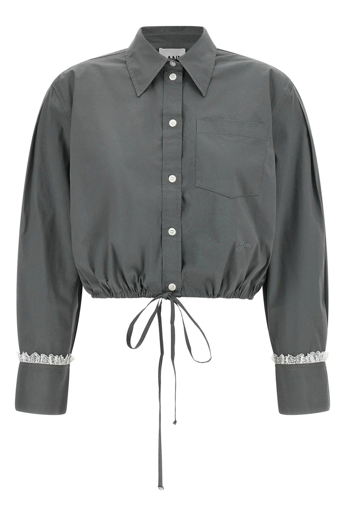 GANNI 34 the ganni cropped shirt reinterprets the classic silhouette through shortened pr