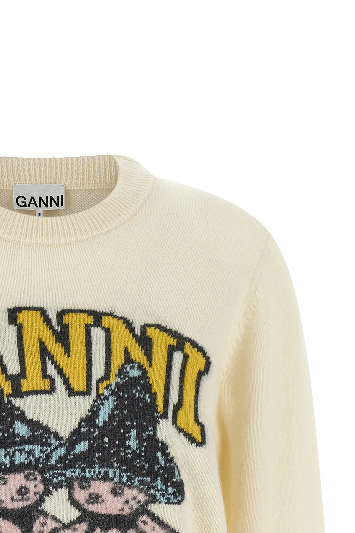 the ganni crewneck sweater defines a contemporary aesthetic through an essential