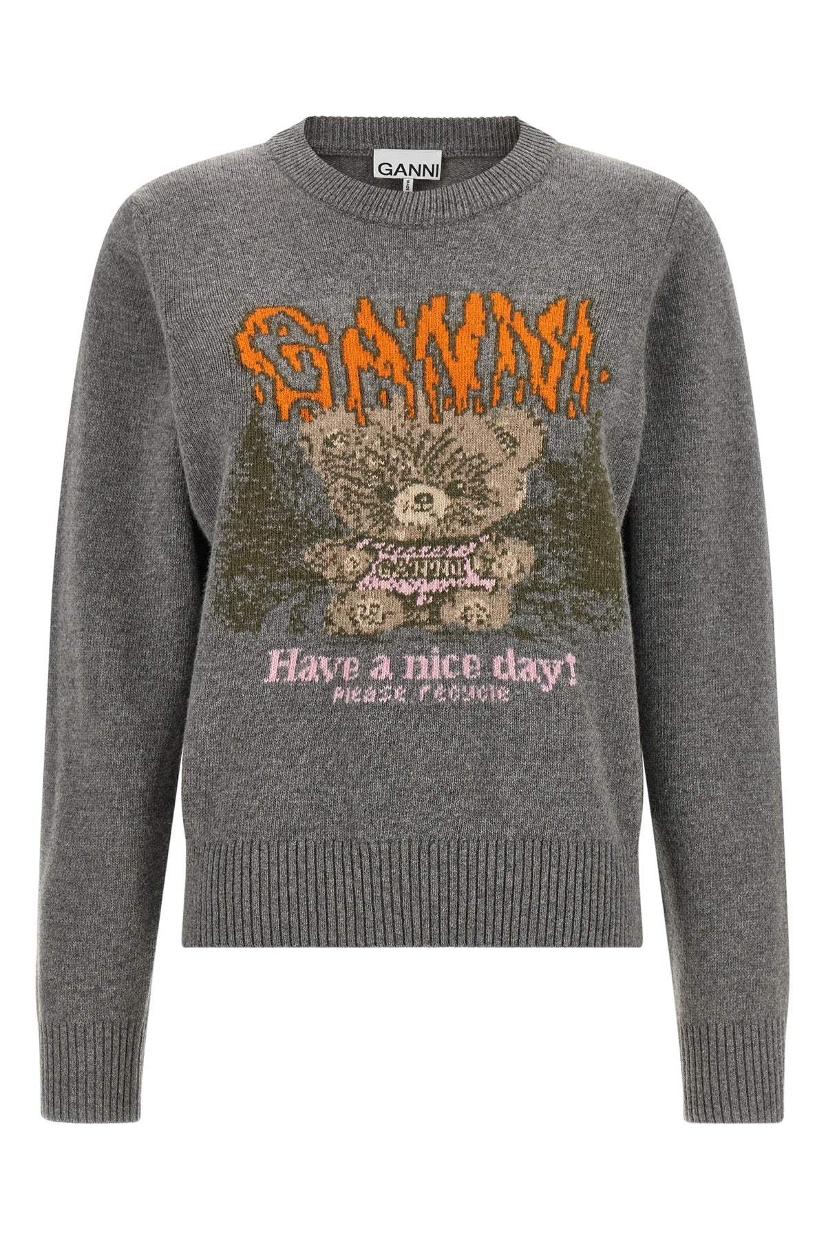 GANNI L the ganni crew neck sweater stands out for its compact knitting in a versatile m