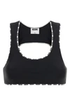 the sporty top moschino stands out for its slim silhouette and an essential de
