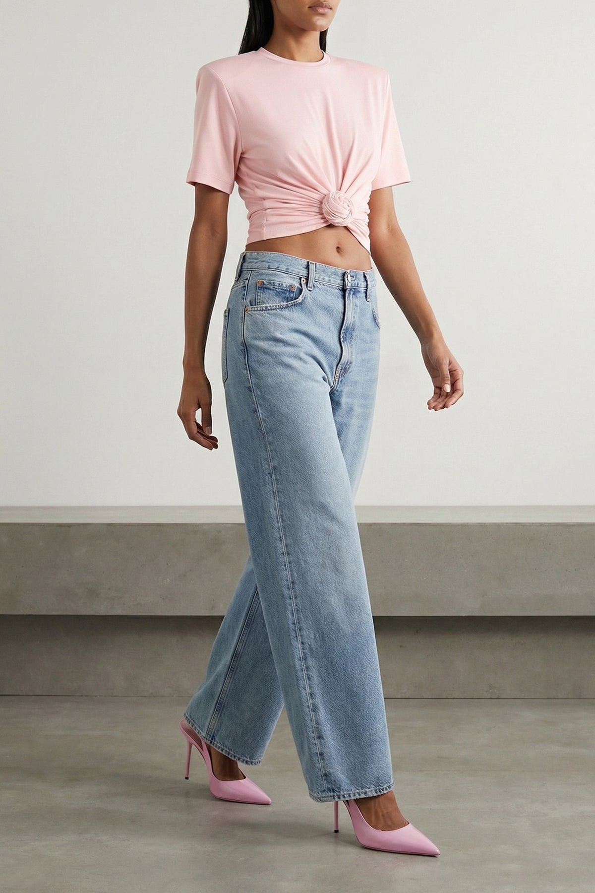 AGOLDE 26 low curve vintage marbled light indigo denim jeans