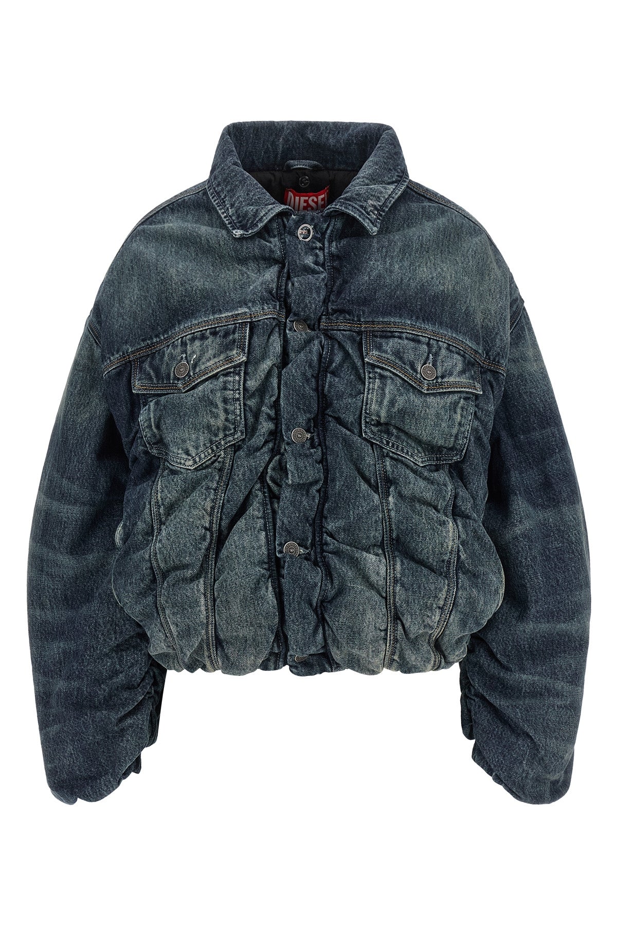 the diesel d-curly-fsj1 denim jacket redefines classic volumes through an over