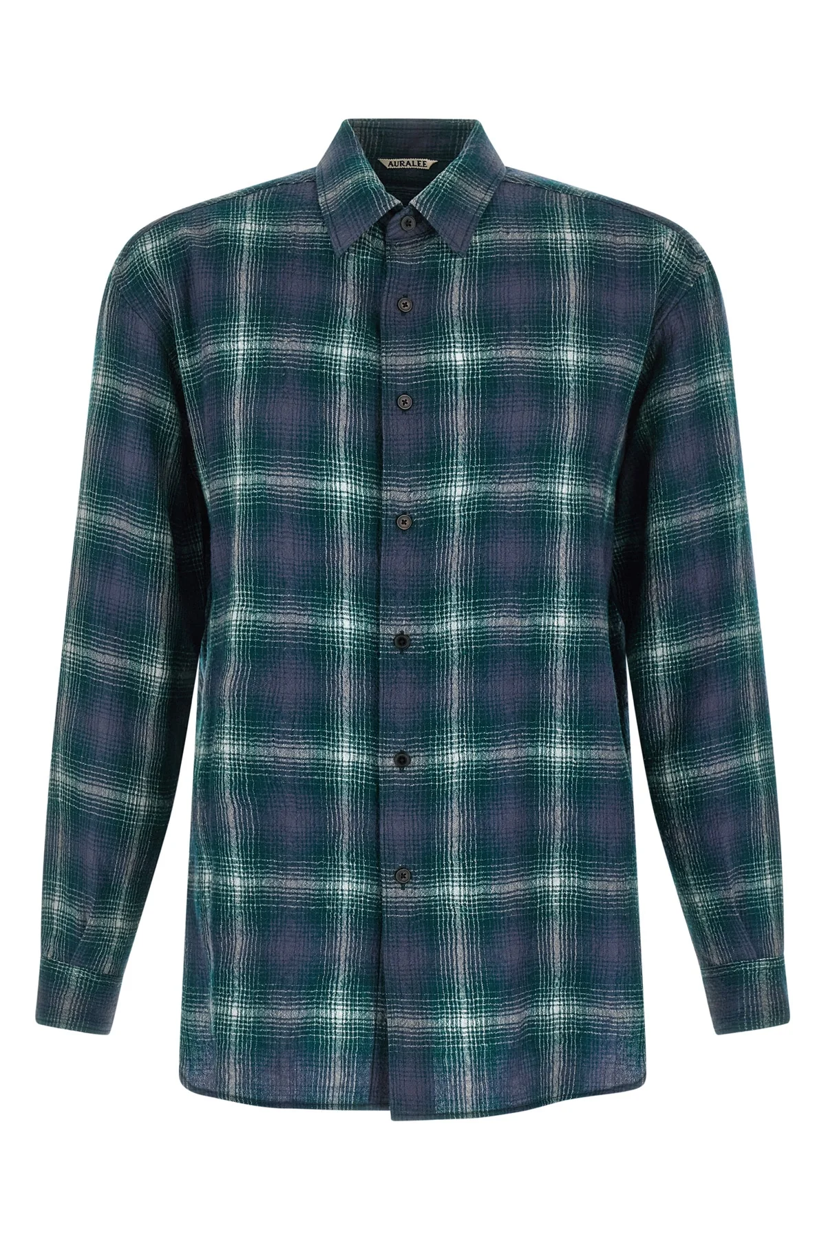 AURALEE 4 airy wool check ultra-fine combed wool shirt