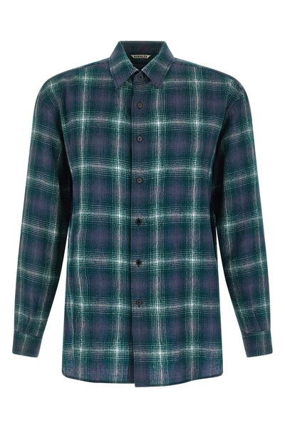 airy wool check ultra-fine combed wool shirt