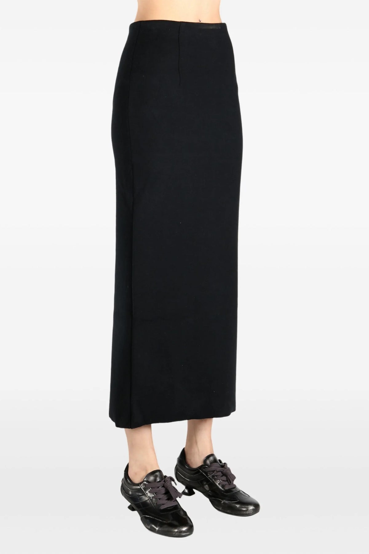 long double-sided knitted skirt in yarn dyed