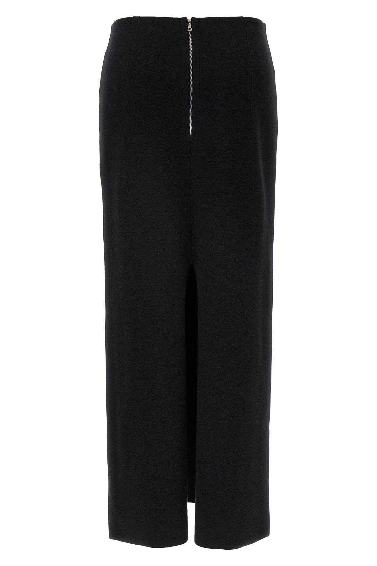 long double-sided knitted skirt in yarn dyed