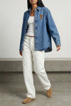 low rise loose garment marshmallow-dyed cotton denim jeans