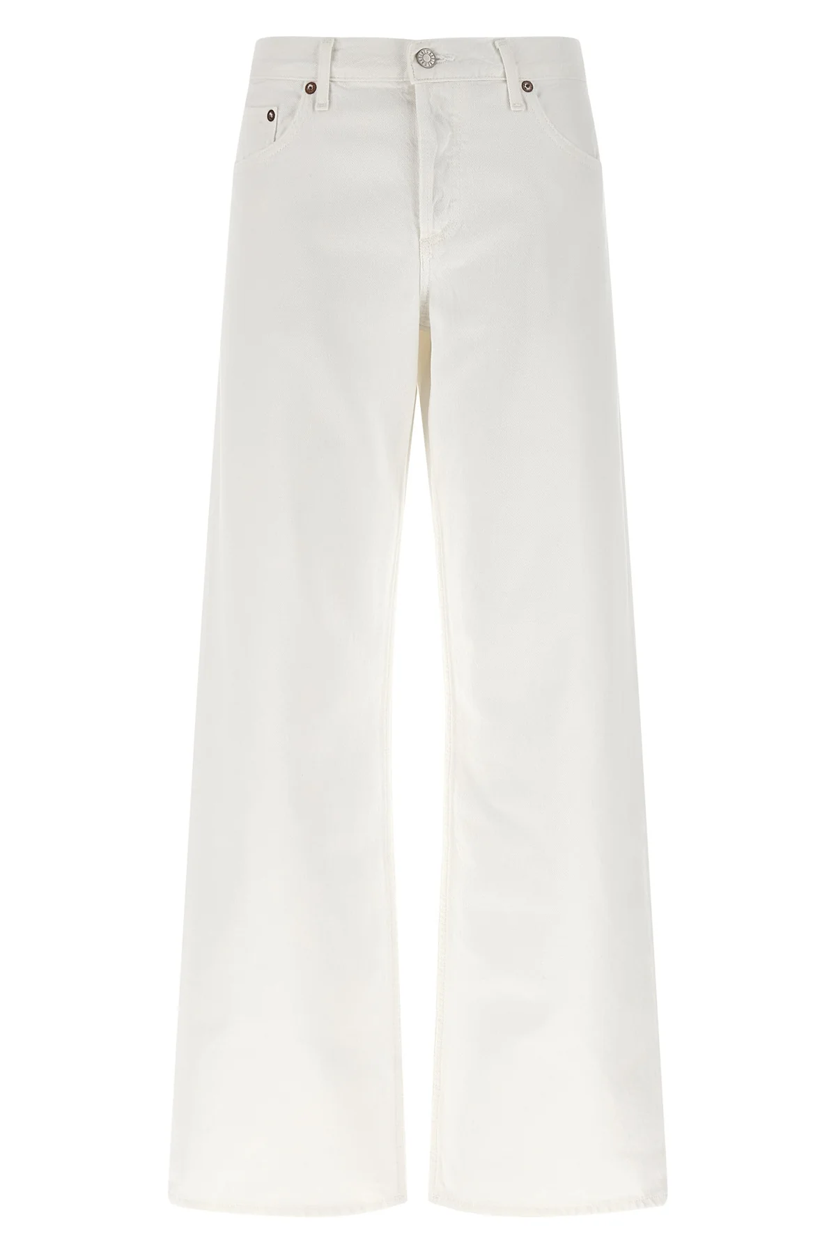 low rise loose garment marshmallow-dyed cotton denim jeans