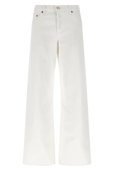low rise loose garment marshmallow-dyed cotton denim jeans