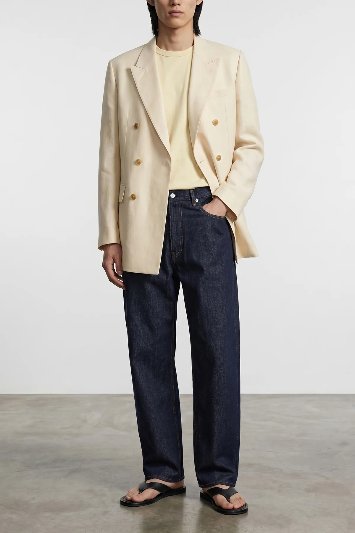 blazer in oxford fabric densely woven