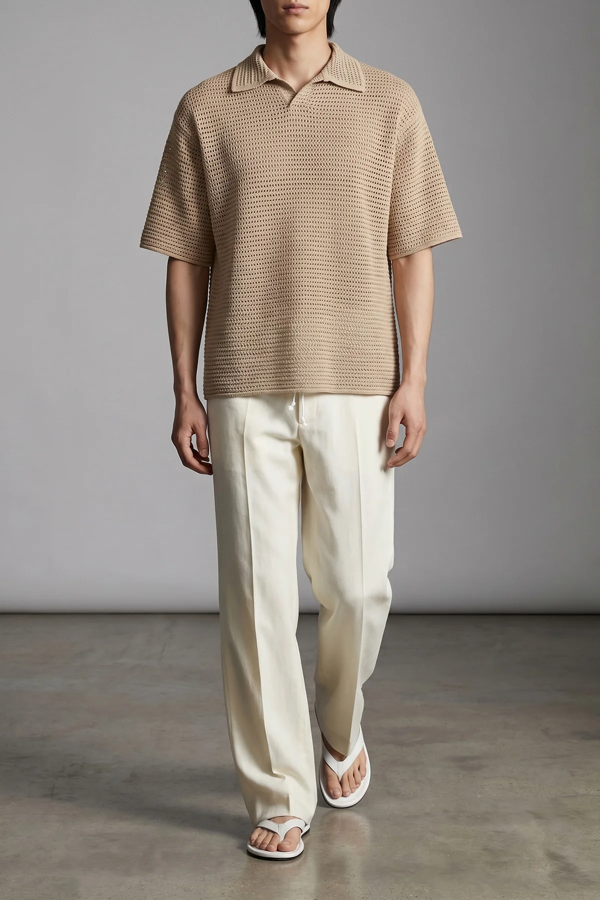 tussah knitted fabric polo shirt