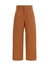 cotton canvas barrel-leg pants