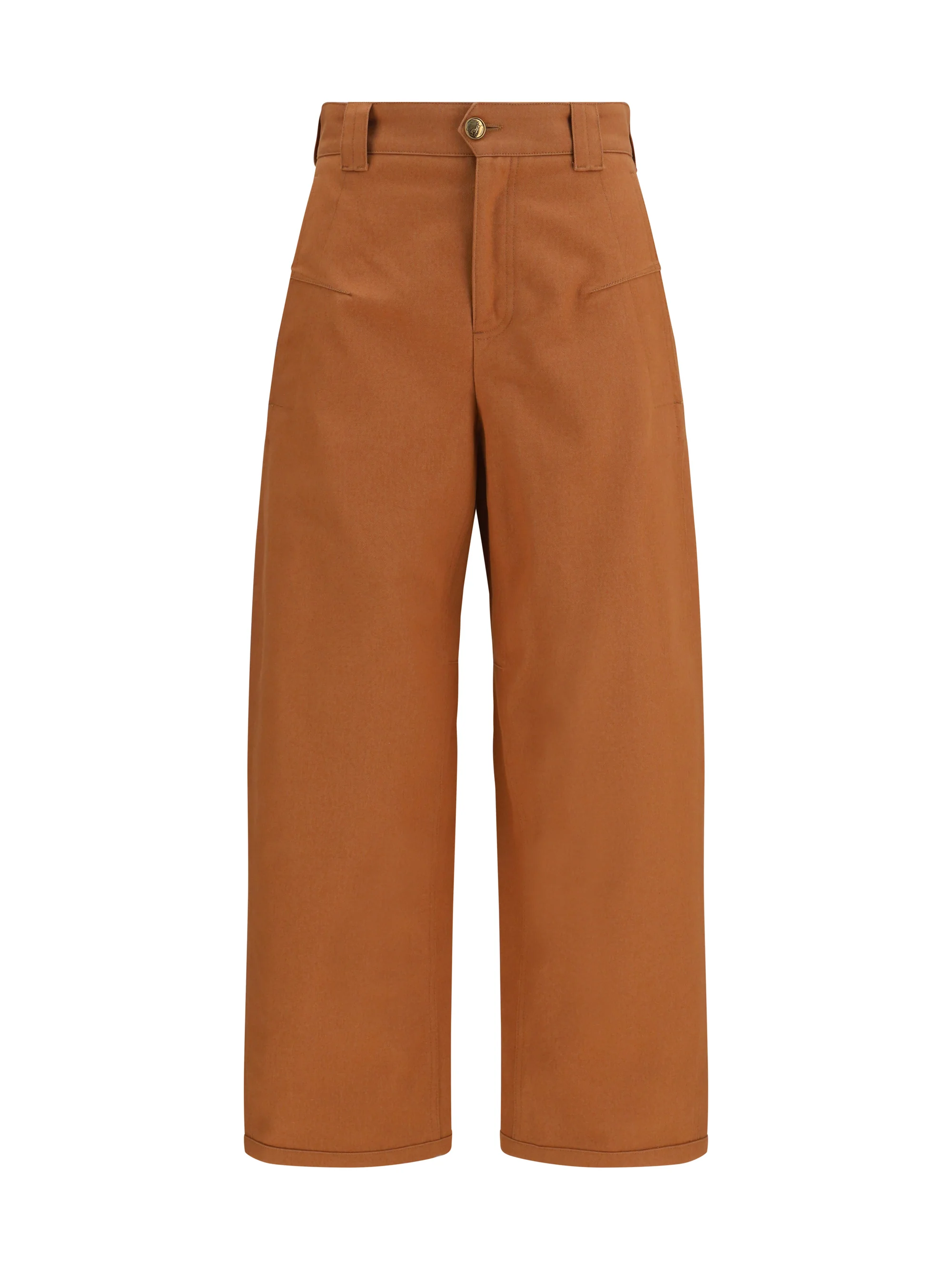 cotton canvas barrel-leg pants