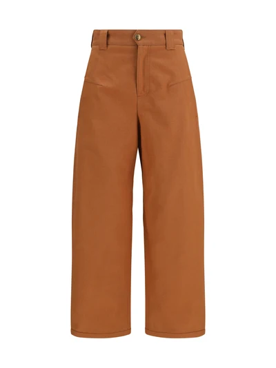 cotton canvas barrel-leg pants